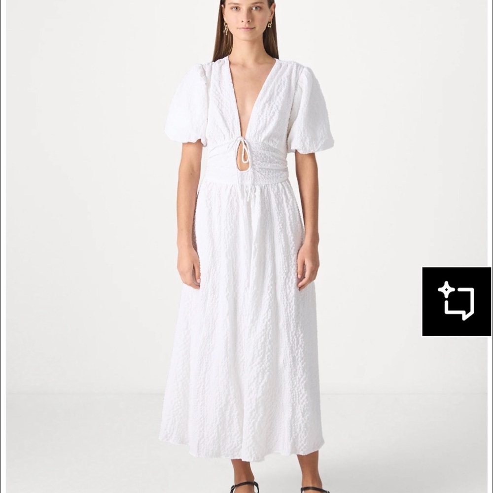 Abercrombie & Fitch Textured White Midi Dress